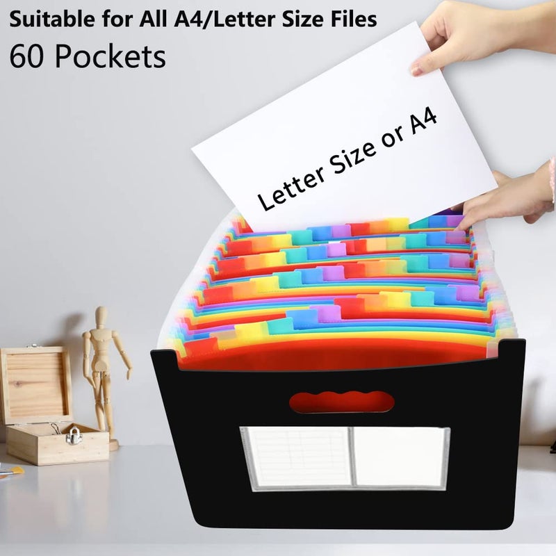 AFMAT Accordian File Organizer, 60 Pockets Large Expanding File Folder Organizer with Blank Labels, Letter/A4 Size Accordion Files Organizers Expandable for Receipt, Bill, Tax, Legal AF01 - Image 5